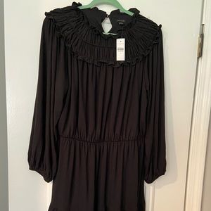 Ann Taylor Ruffle Collar Flare Dress
